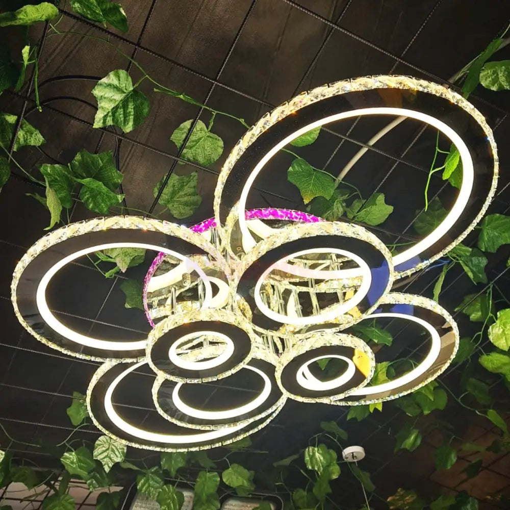 Lustra Led 434W 4 + 4 Circle Cristal Super Gigant Rgb Echivalent 1200W Chandeliers Crystal
