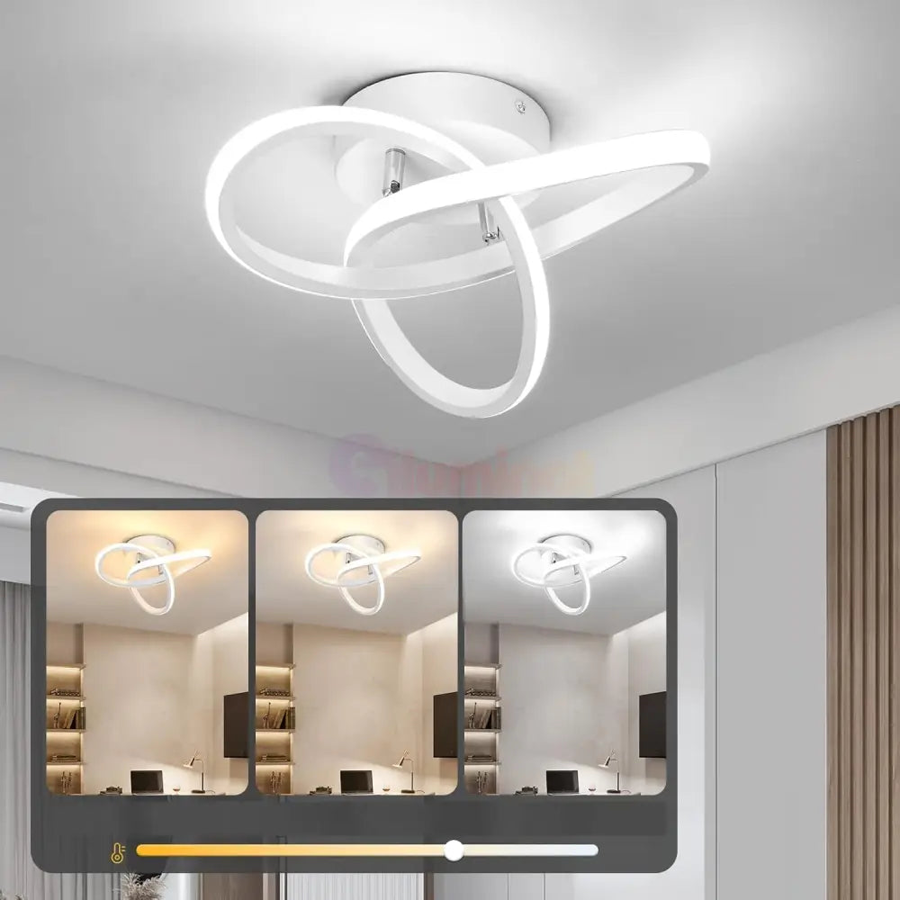 Lustra Led 48W Two Rings Alb Echivalent 200W Lighting Fixtures