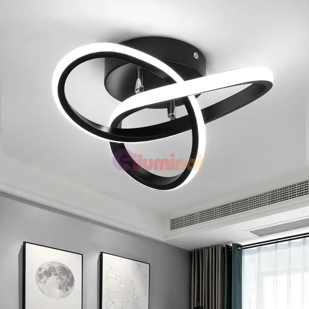 Lustra Led 48W Two Rings Black Echivalent 200W Lighting Fixtures