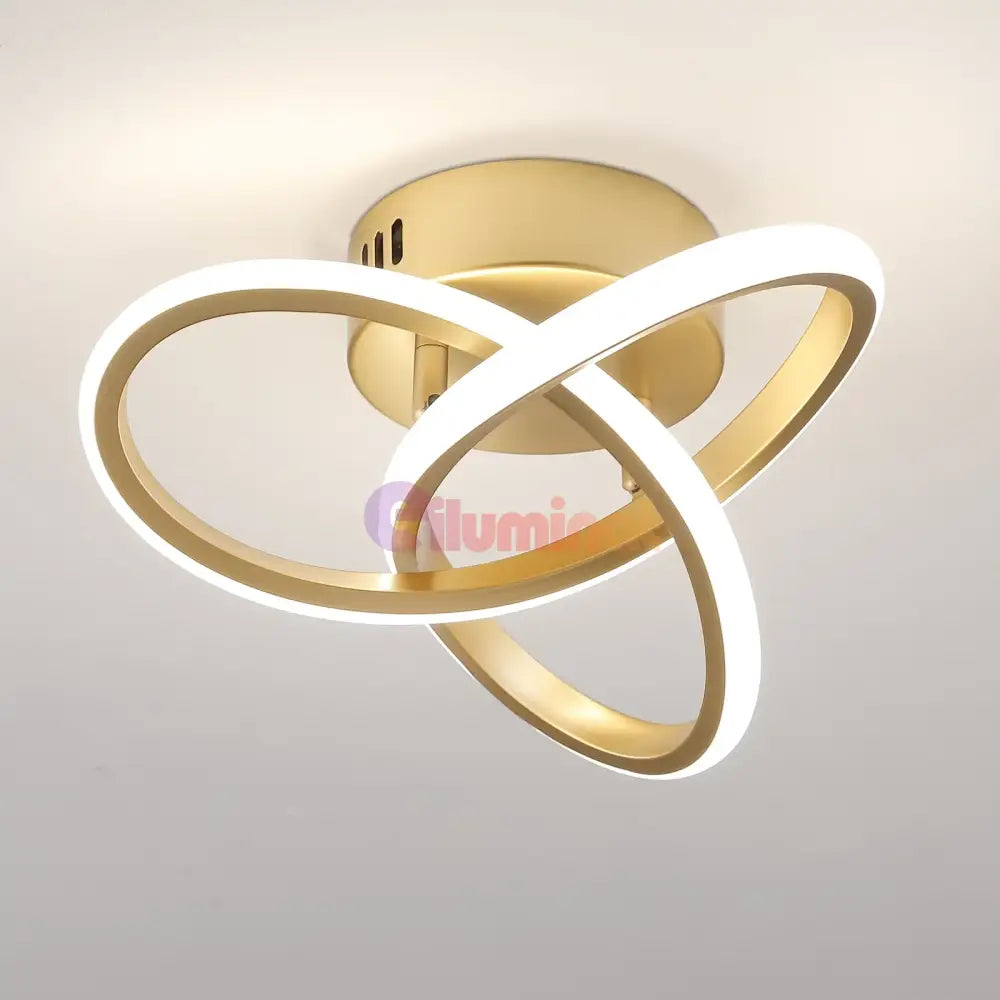 Lustra Led 48W Two Rings Gold Echivalent 200W Lighting Fixtures