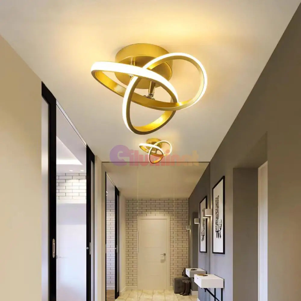 Lustra Led 48W Two Rings Gold Echivalent 200W Lighting Fixtures