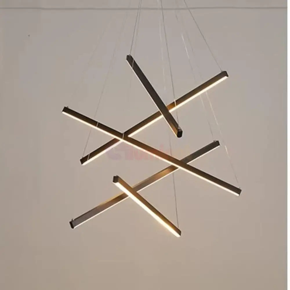 Lustra LED 5 Geometric BLACK Lines Suspendata Echivalent 500W NEAGRA / 90CM / SUSPENDATE Lighting Fixtures