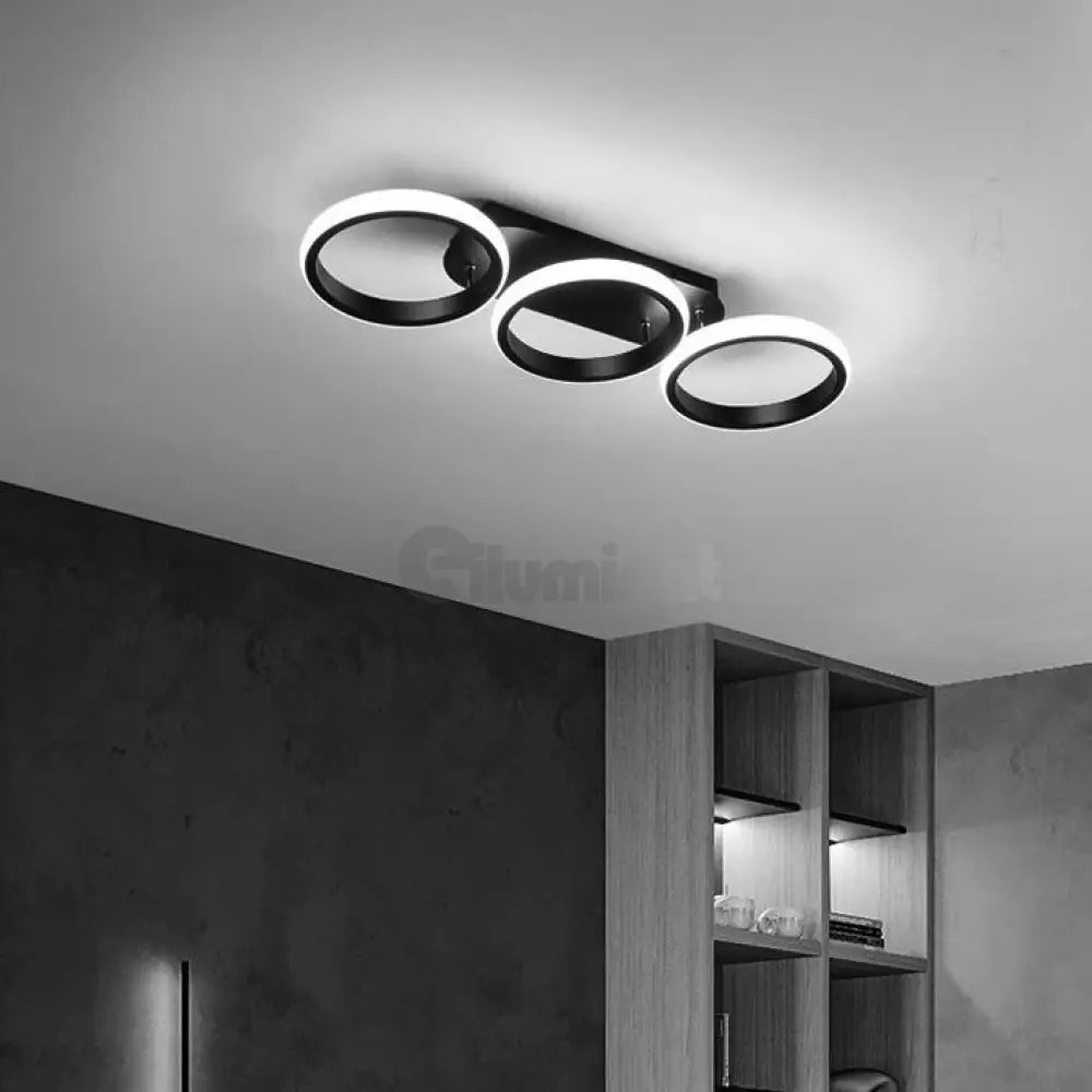 Lustra Led 54W Enzo Circle Black Echivalent 300W Lighting Fixtures