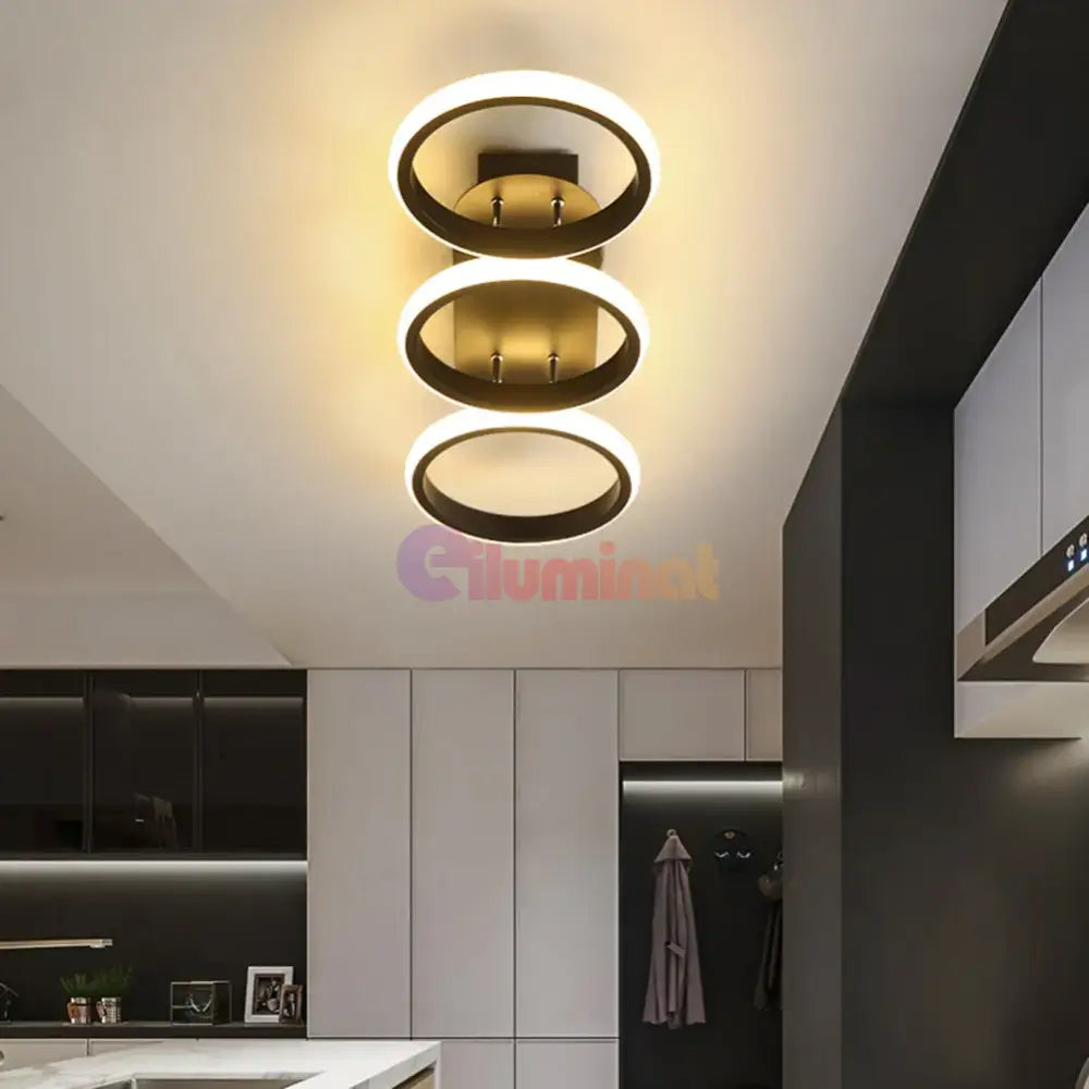 Lustra Led 54W Enzo Circle Black Echivalent 300W Lighting Fixtures