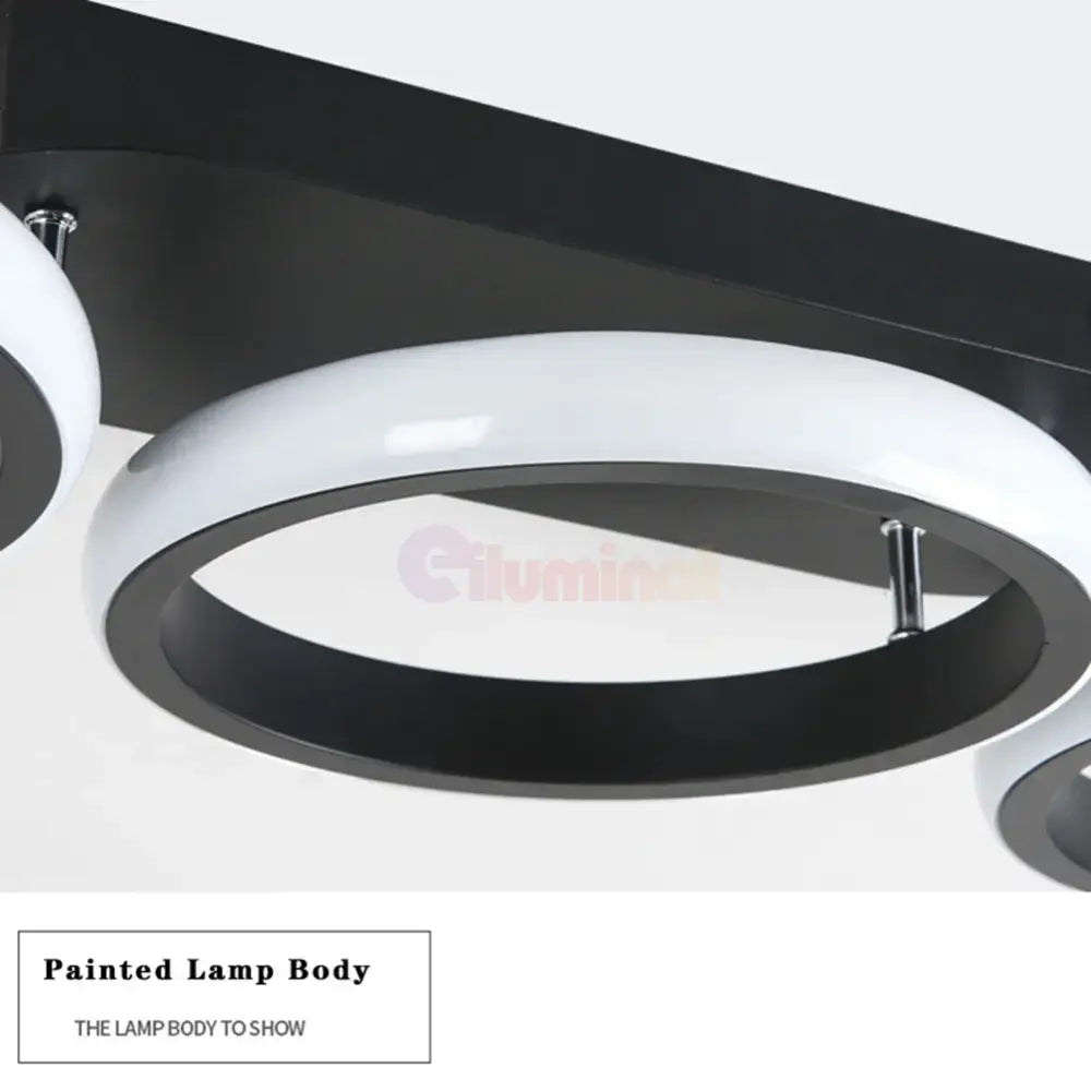Lustra Led 54W Enzo Circle Black Echivalent 300W Lighting Fixtures