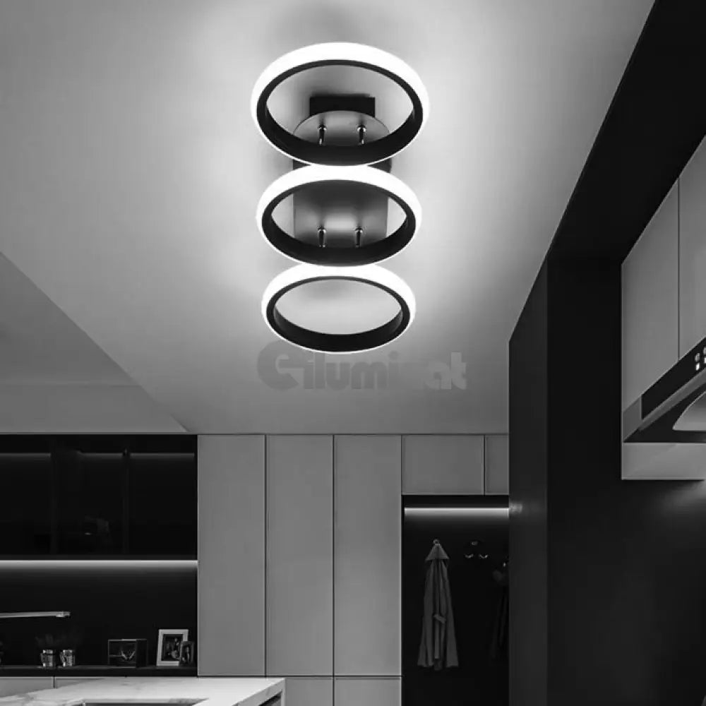 Lustra Led 54W Enzo Circle Black Echivalent 300W Lighting Fixtures