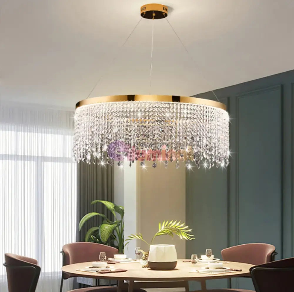 Lustra Led 56W Gold Luxury Cristal 1 Segment Chandeliers Crystal