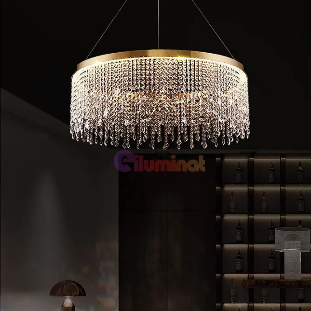 Lustra Led 56W Gold Luxury Cristal 1 Segment Chandeliers Crystal