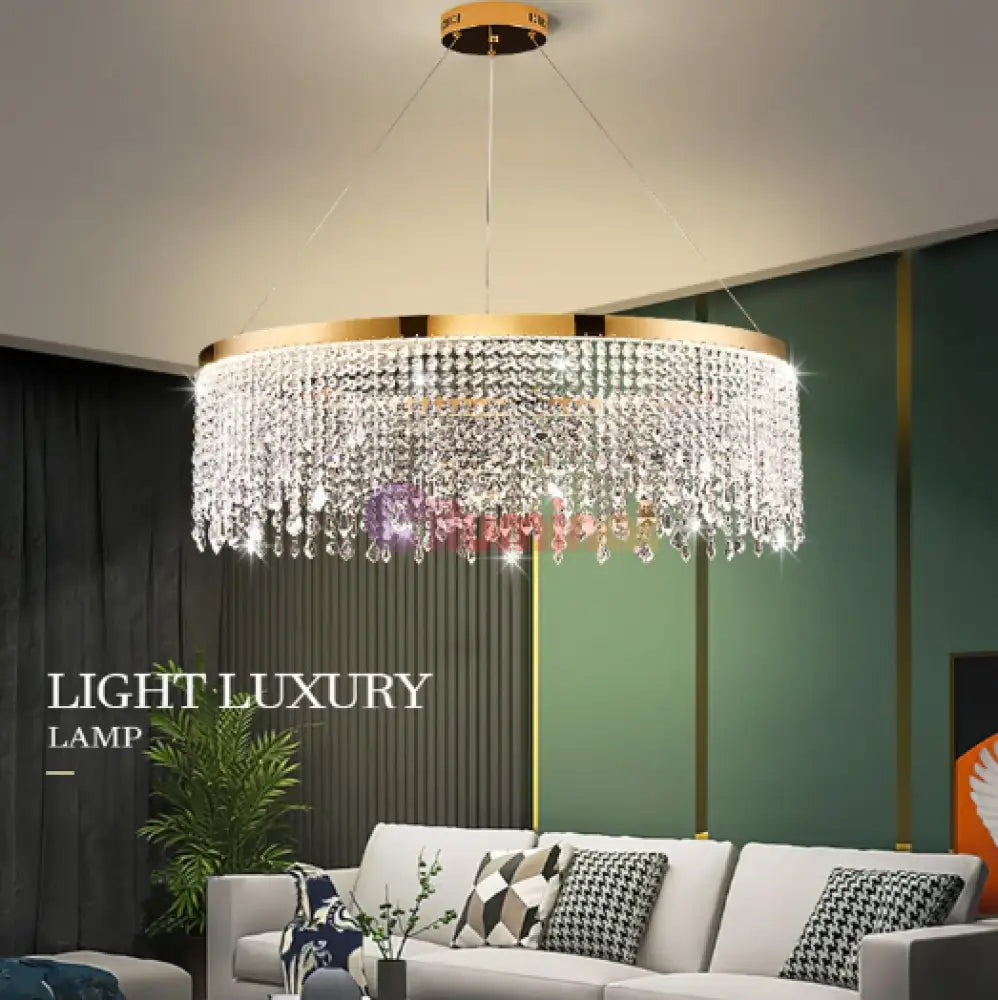 Lustra Led 56W Gold Luxury Cristal 1 Segment Chandeliers Crystal