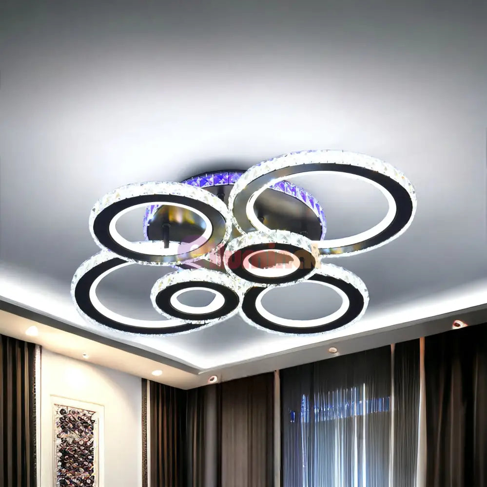 Lustra Led 238W 4 + 2 Circle Cristal Black Rgb Echivalent 800W Chandeliers Crystal