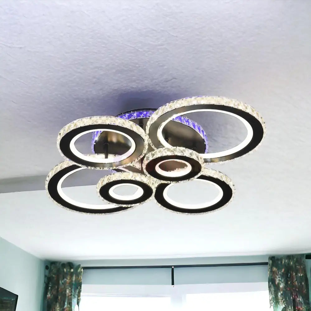 Lustra Led 238W 4 + 2 Circle Cristal Black Rgb Echivalent 800W Chandeliers Crystal