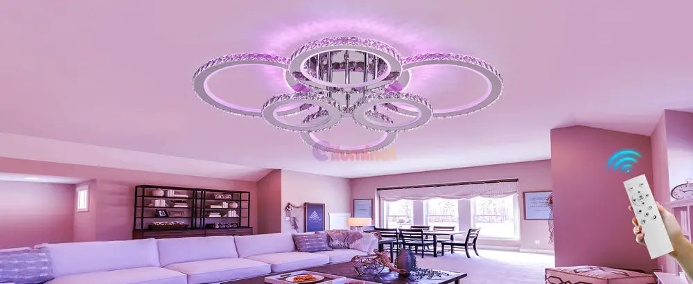 Lustra Led 238W 4 + 2 Circle Cristal Rgb Echivalent 800W Chandeliers Crystal