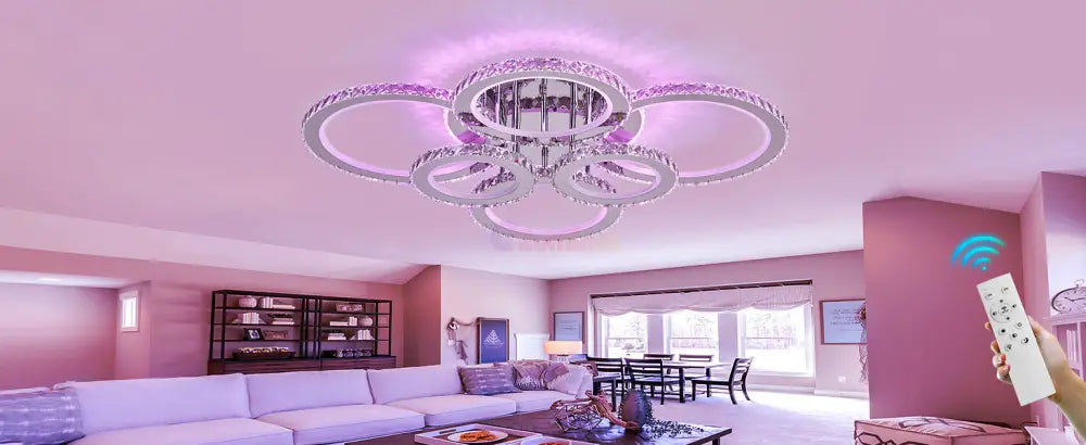 Lustra Led 238W 4 + 2 Circle Cristal Rgb Echivalent 800W Chandeliers Crystal