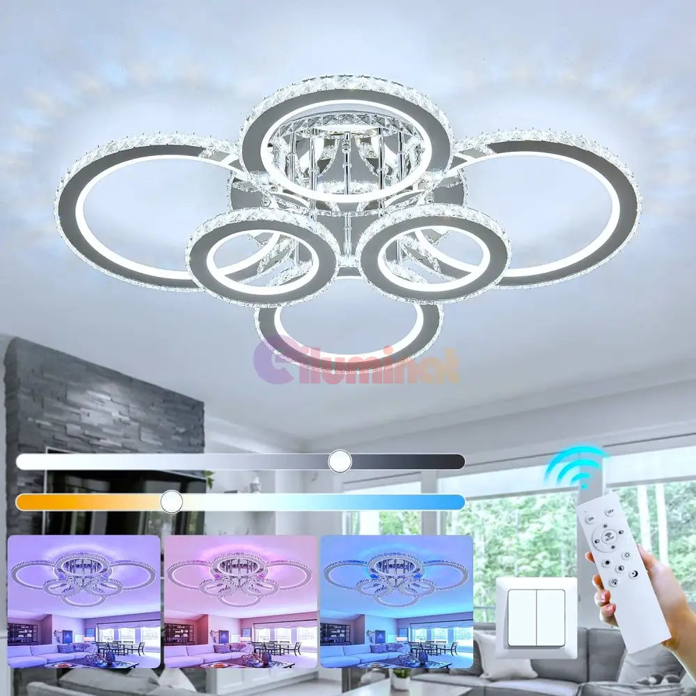 Lustra Led 238W 4 + 2 Circle Cristal Rgb Echivalent 800W Chandeliers Crystal