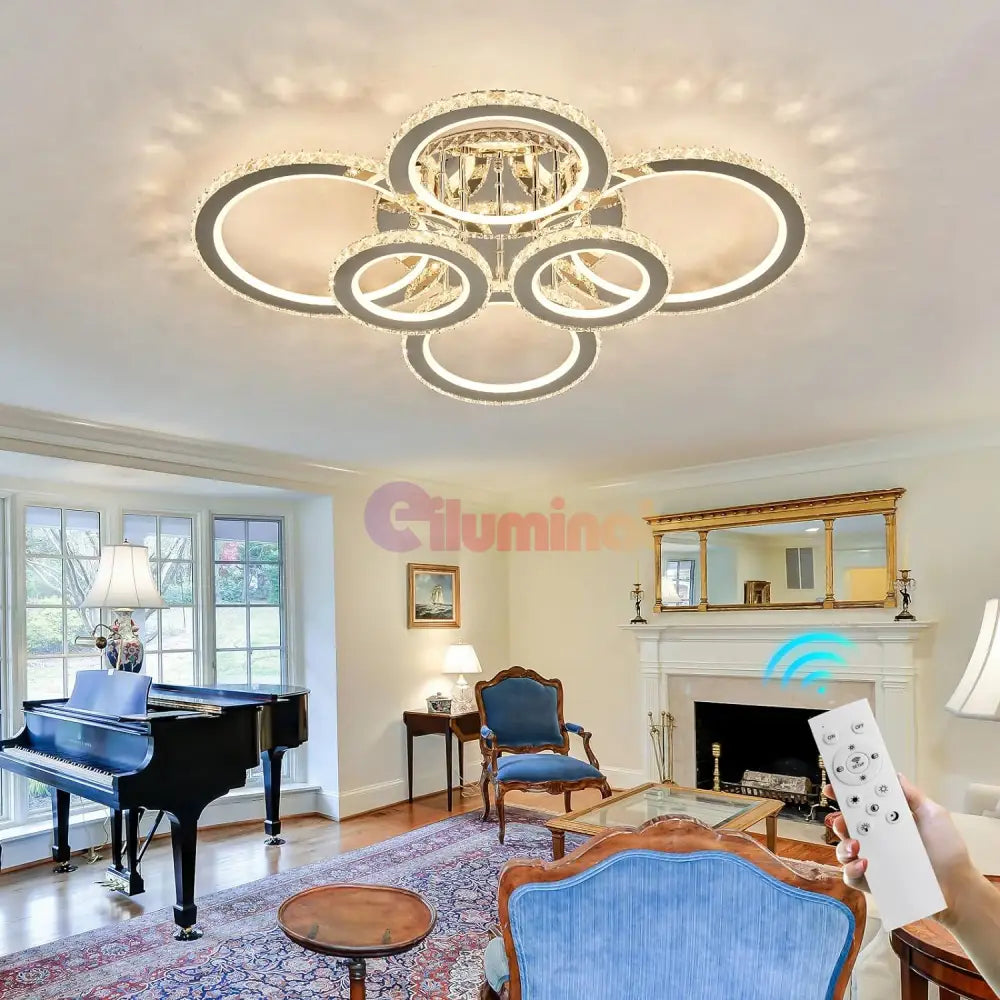 Lustra Led 238W 4 + 2 Circle Cristal Rgb Echivalent 800W Chandeliers Crystal