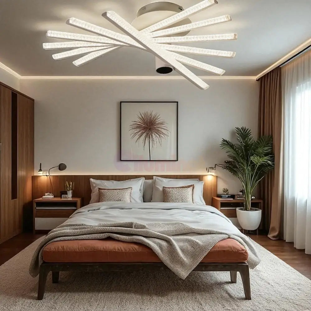 Lustra LED 6 LINES Design Rotund Alba Echivalent 600W Telecomanda ALBA / 65CM / MINIMALIST DESIGN Lighting Fixtures