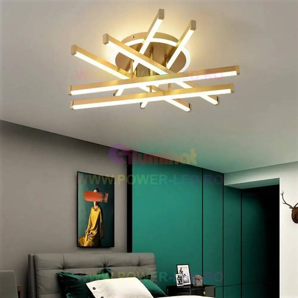 Lustra Led 150W 6 Lines Design Round Gold Telecomanda Lighting Fixtures