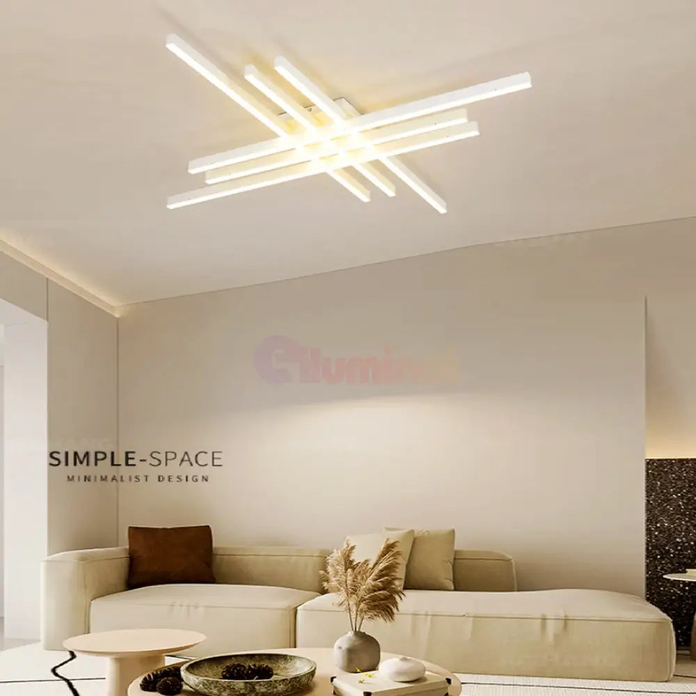 Lustra LED 6 Modern LINES Alb Echivalent 600W Telecomanda ALBA / 120CM / MINIMALIST DESIGN Lighting Fixtures