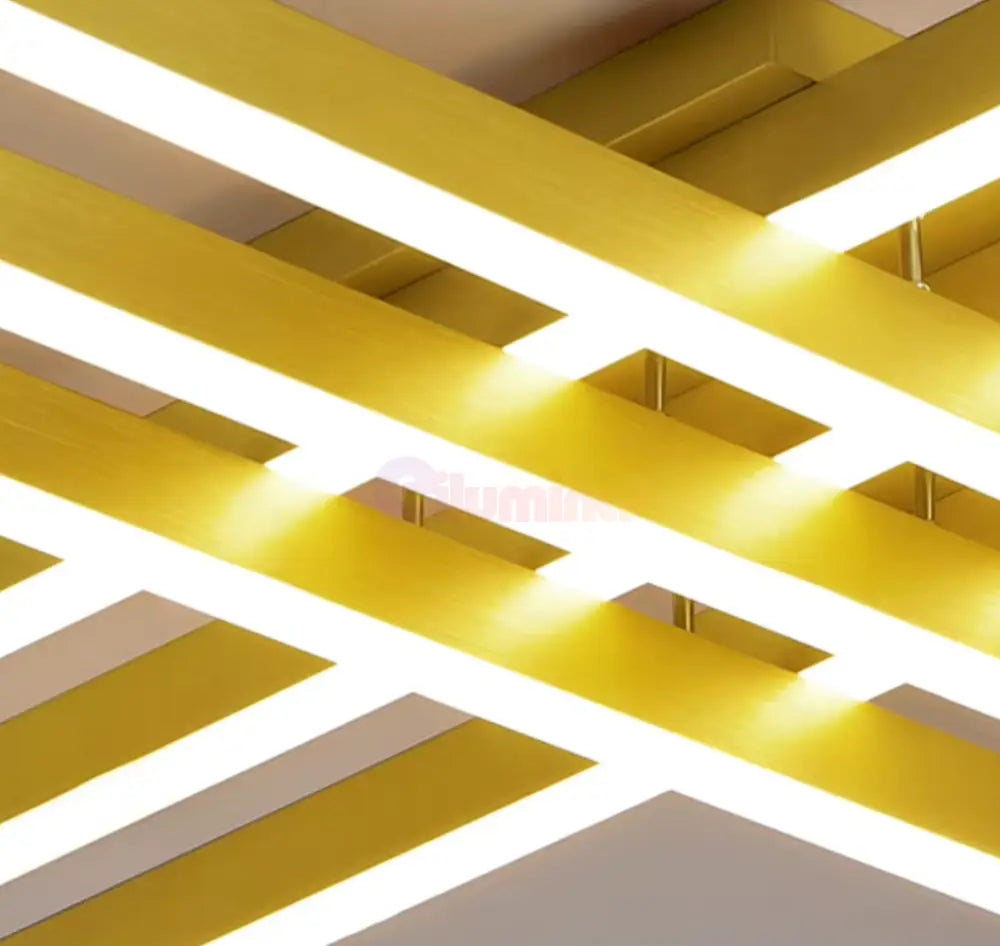 Lustra Led 6 Modern Lines Gold Echivalent 600W Telecomanda Lighting Fixtures