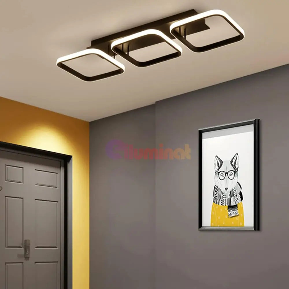 Lustra Led 60W Enzo Square Black Echivalent 300W Lighting Fixtures