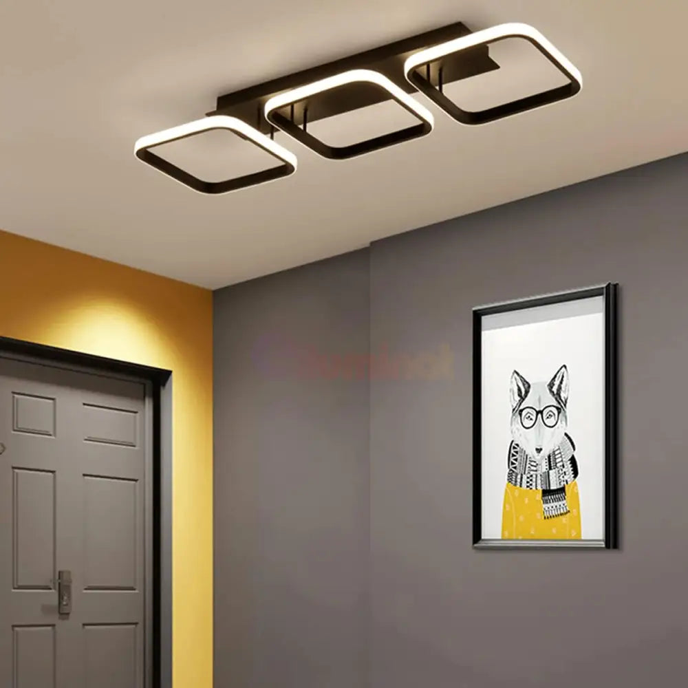 Lustra Led 60W Enzo Square Black Echivalent 300W Lighting Fixtures