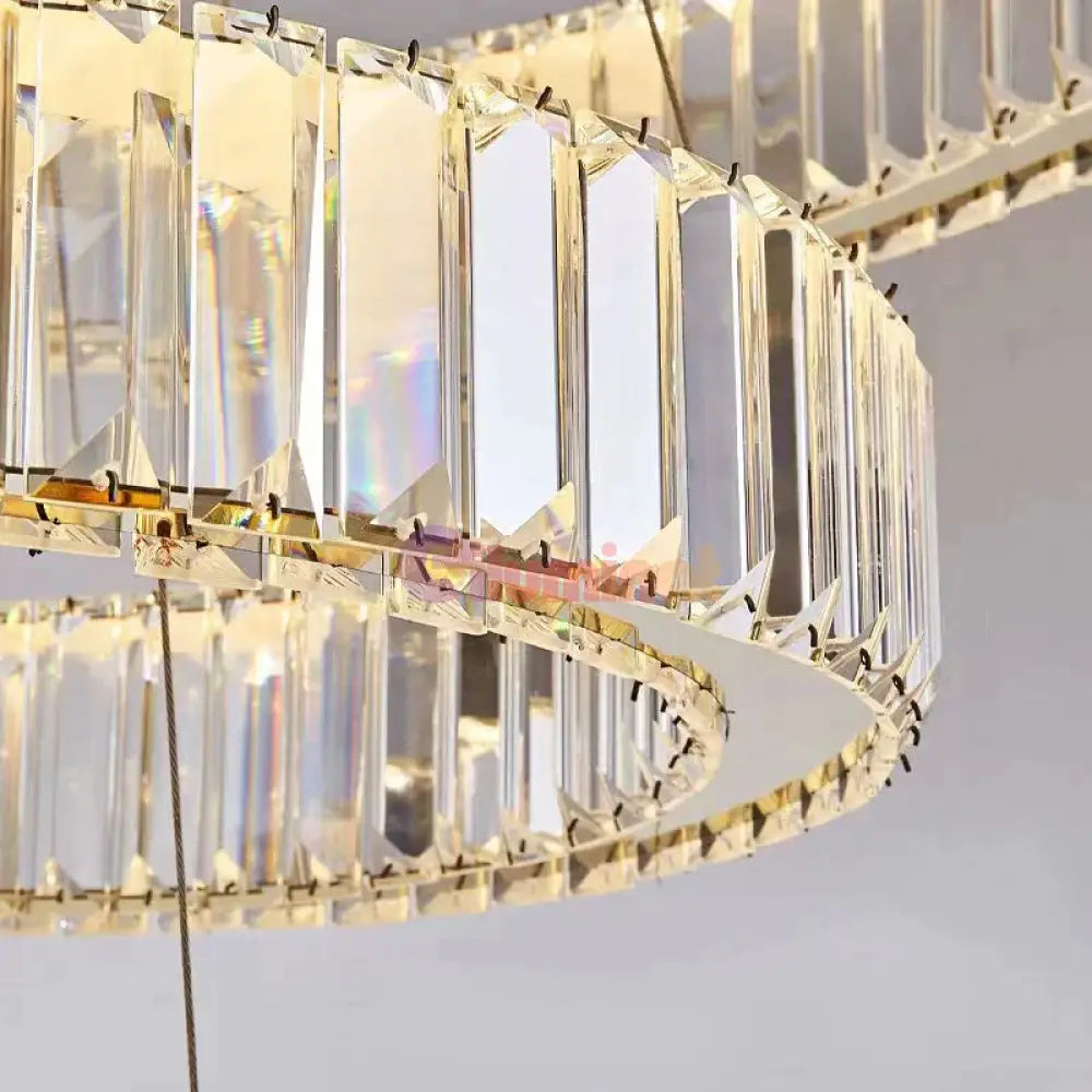 Lustra Led 64W Cristal 1 Segment Oval Gold Telecomanda Lighting Fixtures