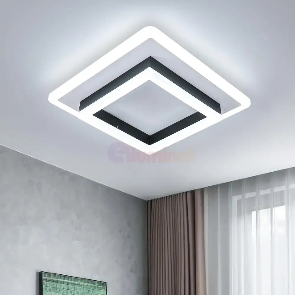 Lustra Led 64W Quadrata Black Echivalent 200W Lighting Fixtures