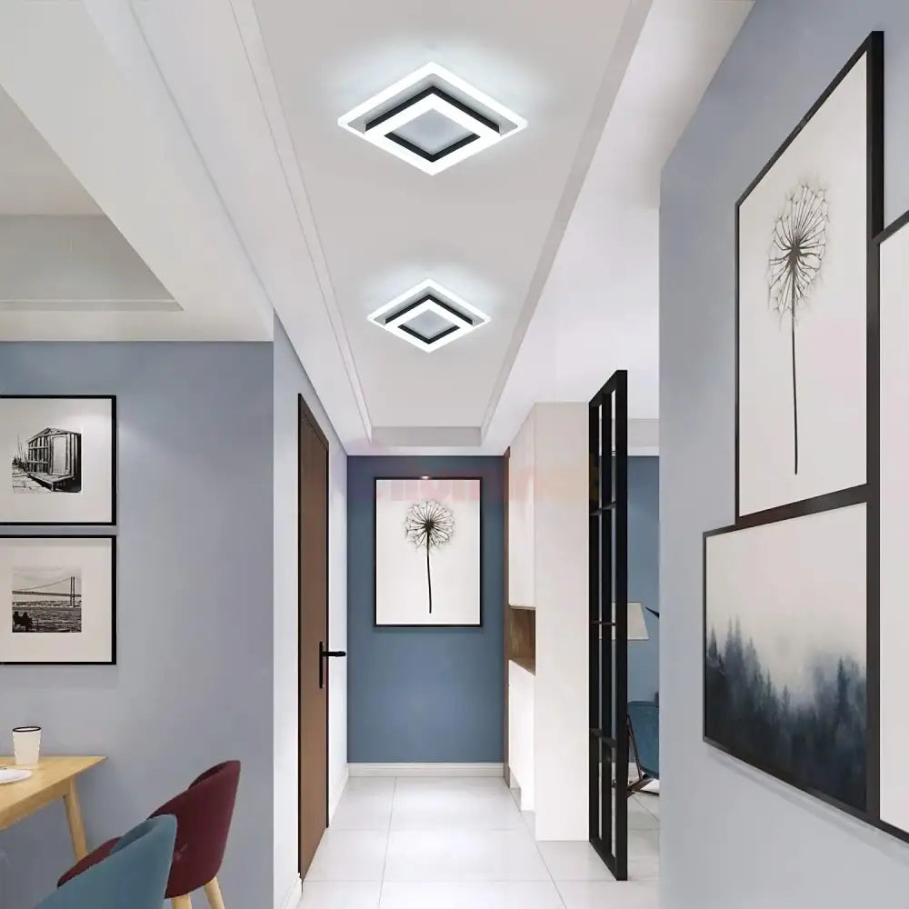 Lustra Led 64W Quadrata Black Echivalent 200W Lighting Fixtures
