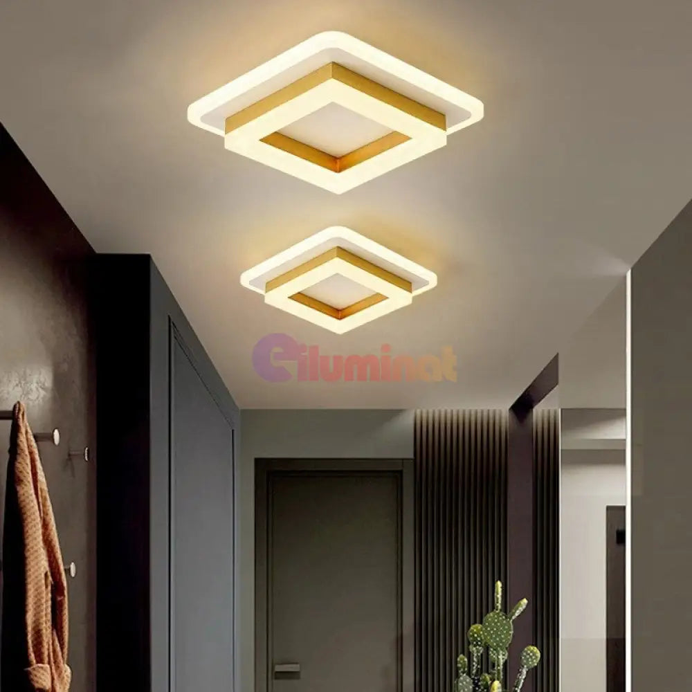 Lustra Led 64W Quadrata Gold Echivalent 200W Lighting Fixtures