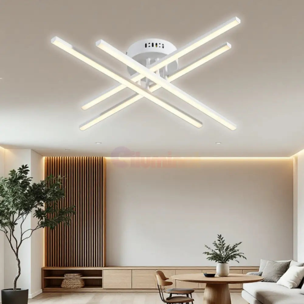 Lustra LED 4 Modern LINES White Echivalent 400W Telecomanda WT-7015-4C ALBA / 67CM / MINIMALIST DESIGN Lighting Fixtures