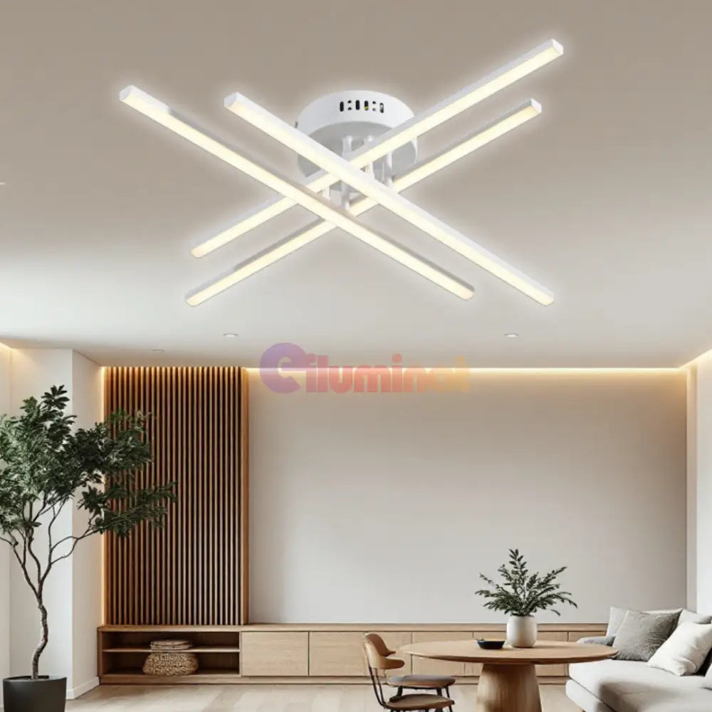 Lustra LED 4 Modern LINES White Echivalent 400W Telecomanda WT-7015-4C ALBA / 67CM / MINIMALIST DESIGN Lighting Fixtures