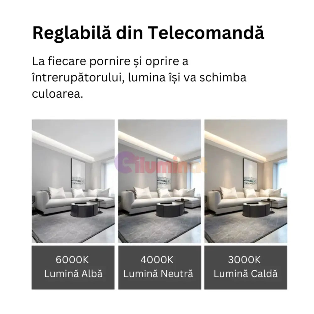 Lustra LED 4 Modern LINES White Echivalent 400W Telecomanda 7023-4C ALBA / 68CM / MINIMALIST DESIGN Lighting Fixtures