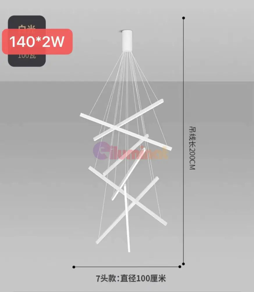 Lustra Led 7 Geometric Lines Suspendata Echivalent 800W 200Cm Lighting Fixtures