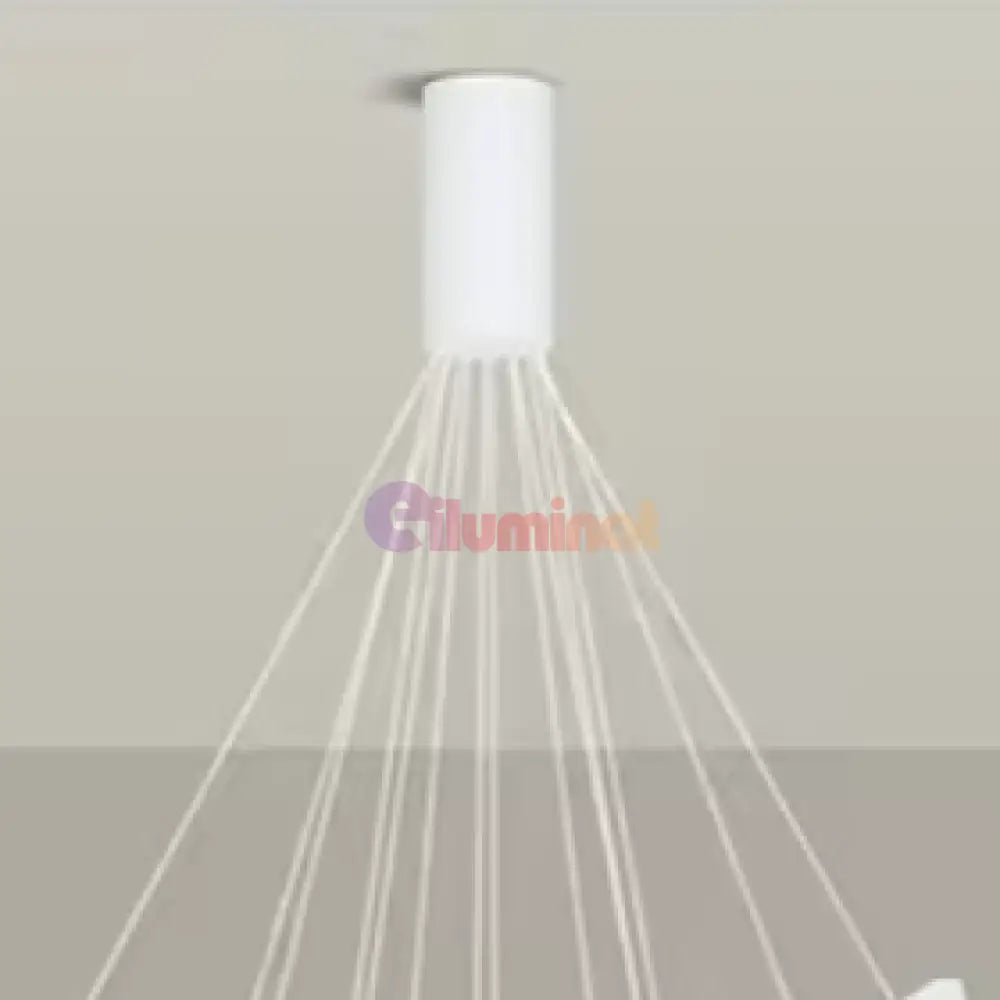 Lustra LED 7 Geometric WHITE Lines Suspendata Echivalent 800W 200CM ALBA / 200CM / SUSPENDATE Lighting Fixtures