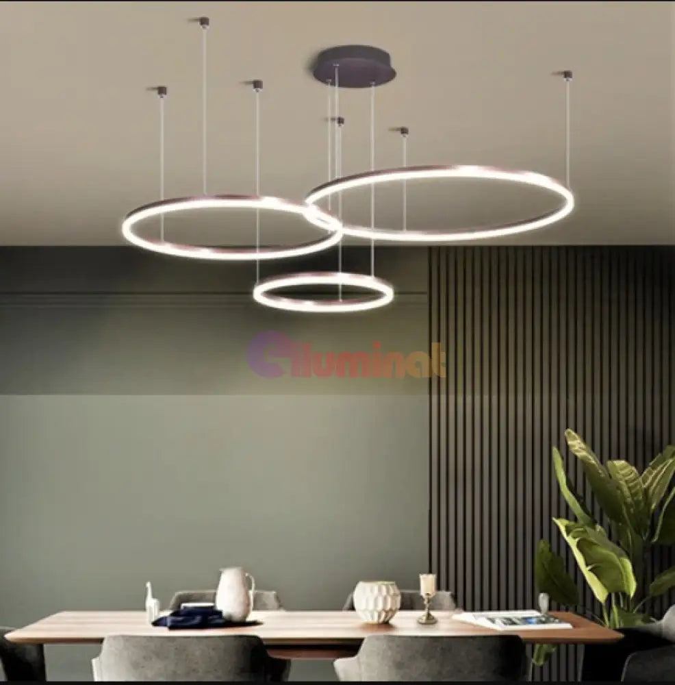 Lustra Led 74W Wonderland Brown 3 Segmente Mobile Telecomanda - 30 + 40 + 60Cm Lighting Fixtures