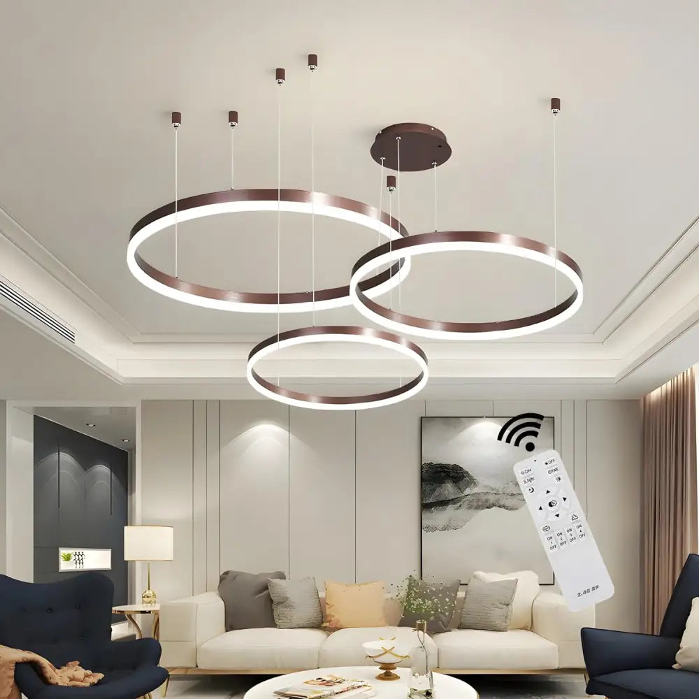 Lustra Led 74W Wonderland Brown 3 Segmente Mobile Telecomanda - 30 + 40 + 60Cm Lighting Fixtures