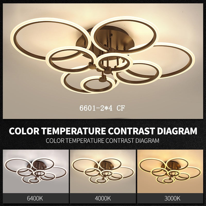 Lustra Led 228W 4 + 4 Circle Gigant Design Brown Telecomanda Lighting Fixtures