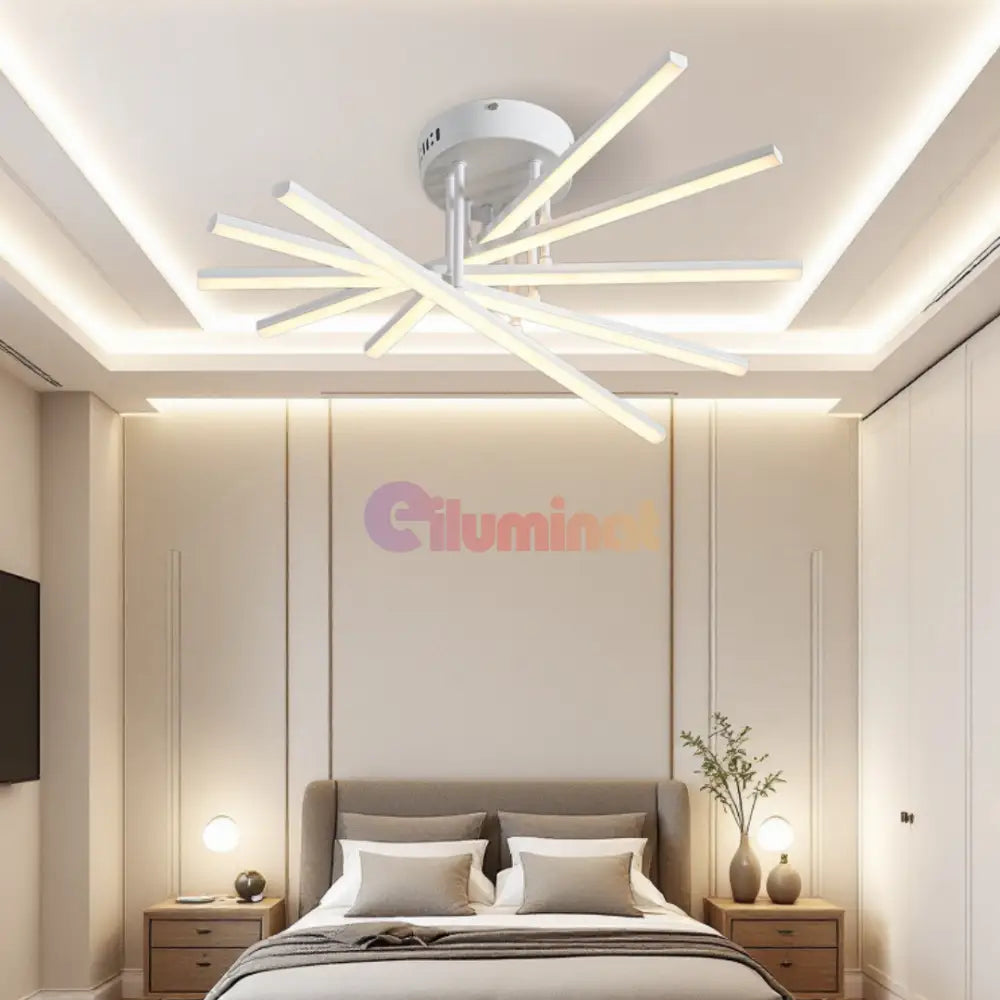 Lustra LED 5 Modern LINES White Echivalent cu Telecomanda 7020-5C ALBA / 58CM / MINIMALIST DESIGN Lighting Fixtures