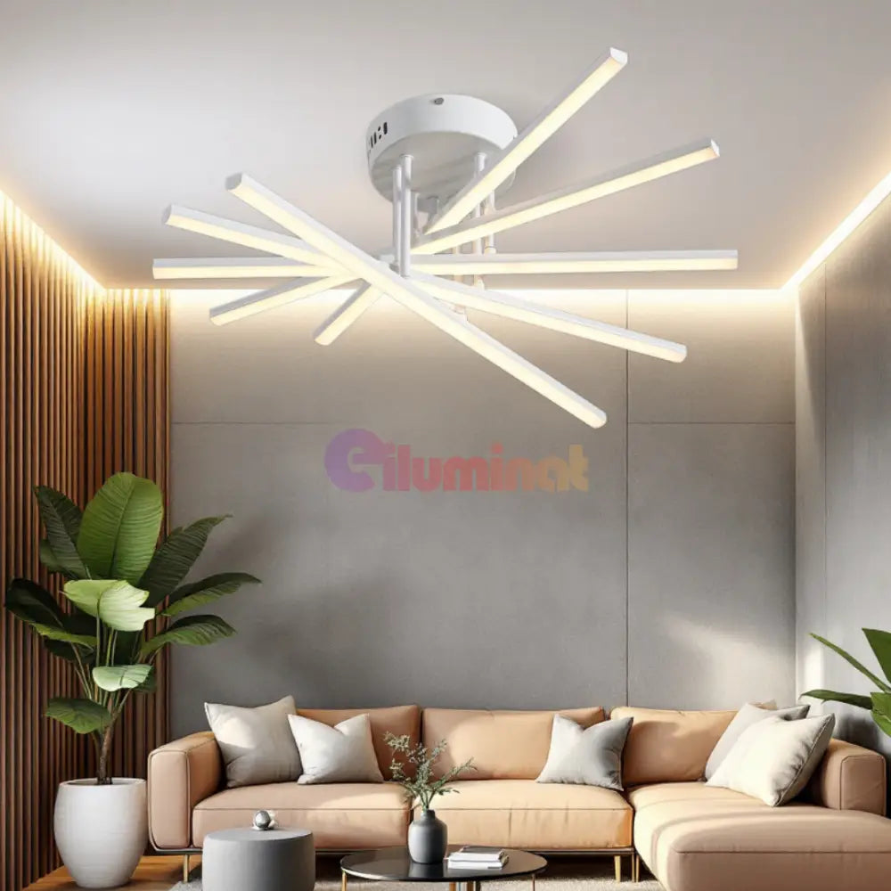 Lustra LED 5 Modern LINES White Echivalent cu Telecomanda 7020-5C ALBA / 58CM / MINIMALIST DESIGN Lighting Fixtures