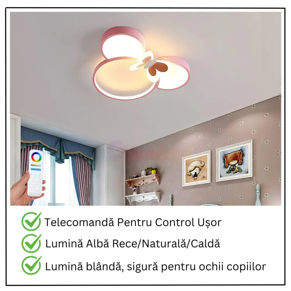 Lustra LED 80W Lovely Minnie Telecomanda 5578 ALB/ROZ / 50CM / KIDS Lighting Fixtures
