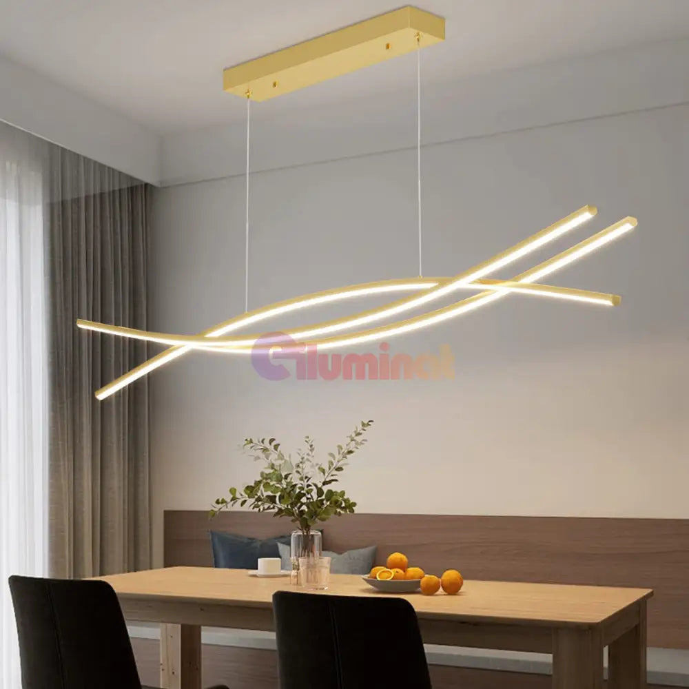 Lustra LED 132W OFFICE Suspendata Gold cu Telecomanda GOLD / 120CM / SUSPENDATE Lighting Fixtures