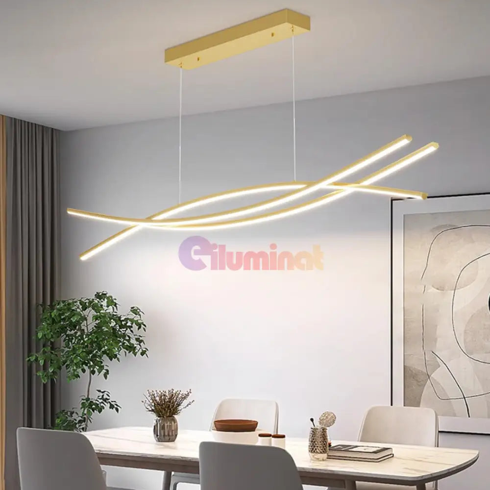 Lustra LED 132W OFFICE Suspendata Gold cu Telecomanda GOLD / 120CM / SUSPENDATE Lighting Fixtures