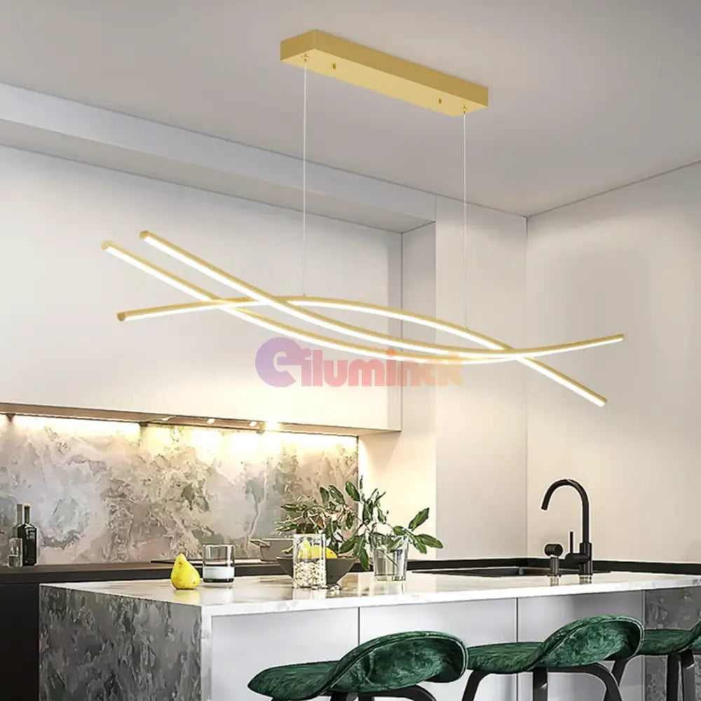 Lustra LED 132W OFFICE Suspendata Gold cu Telecomanda GOLD / 120CM / SUSPENDATE Lighting Fixtures