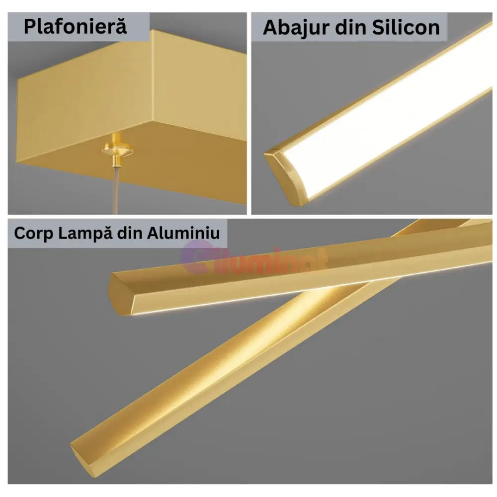 Lustra LED 132W OFFICE Suspendata Gold cu Telecomanda GOLD / 120CM / SUSPENDATE Lighting Fixtures