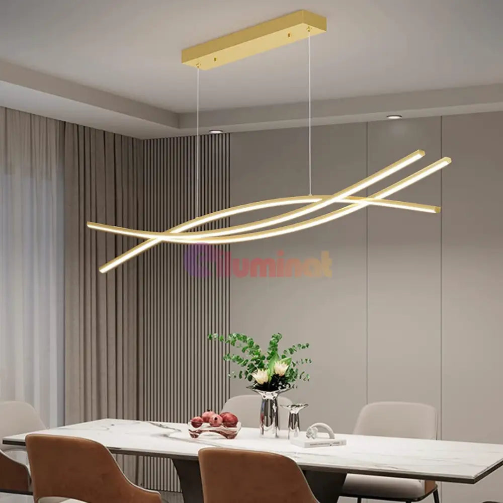 Lustra LED 132W OFFICE Suspendata Gold cu Telecomanda GOLD / 120CM / SUSPENDATE Lighting Fixtures