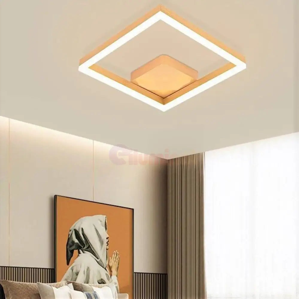 Lustra Led 80W One Square Design Gold Telecomanda Ceiling Light