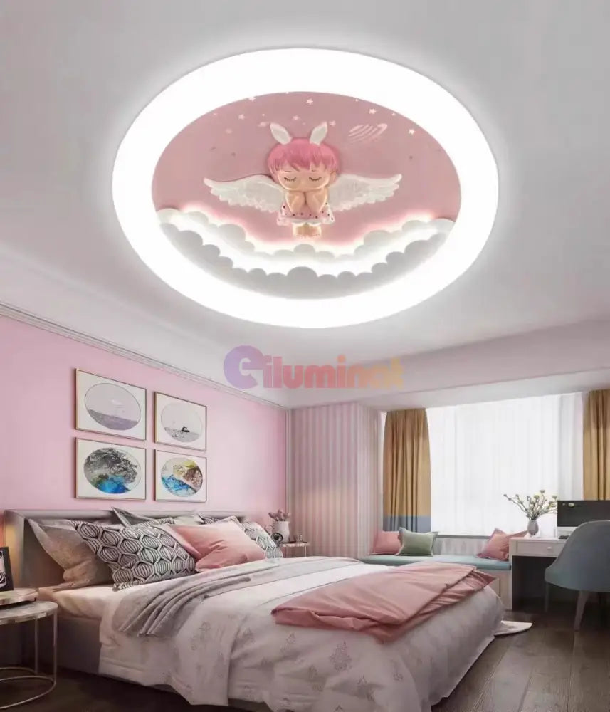 Lustra Led 80W Pink Angel Echivalent 500W Telecomanda Lighting Fixtures