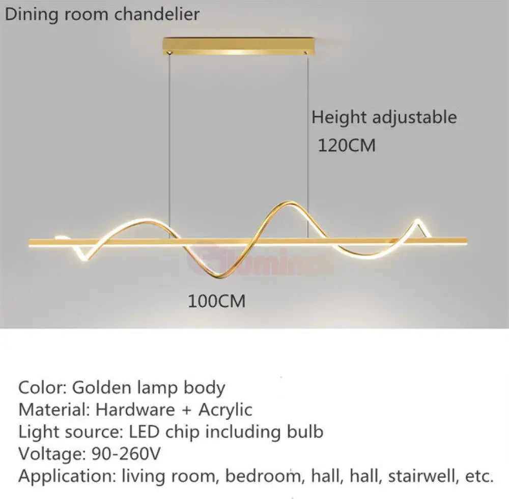 Lustra Led 80W Suspendata Serpent Gold Echivalent 400W Lighting Fixtures