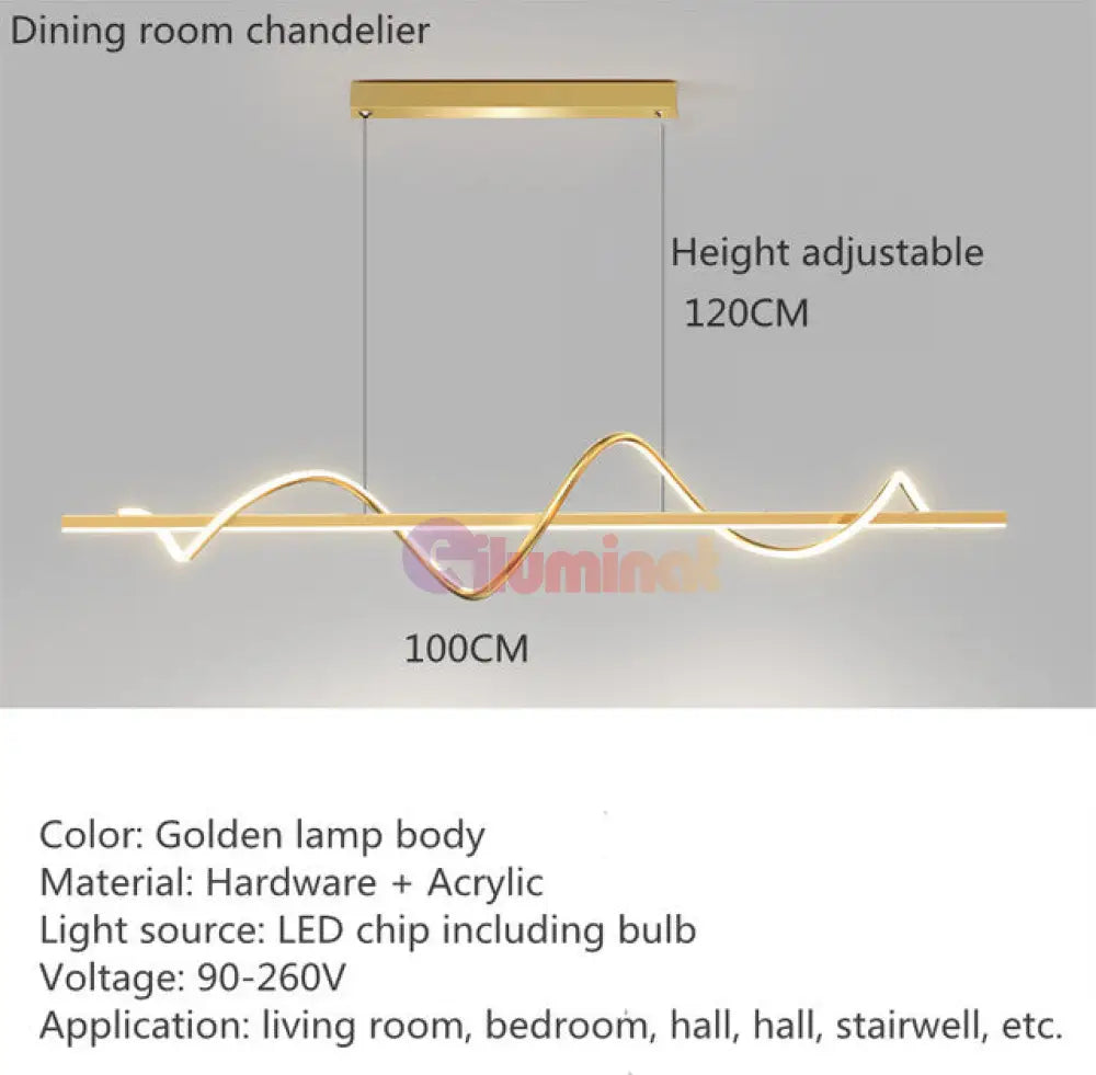 Lustra Led 80W Suspendata Serpent Gold Echivalent 400W Lighting Fixtures