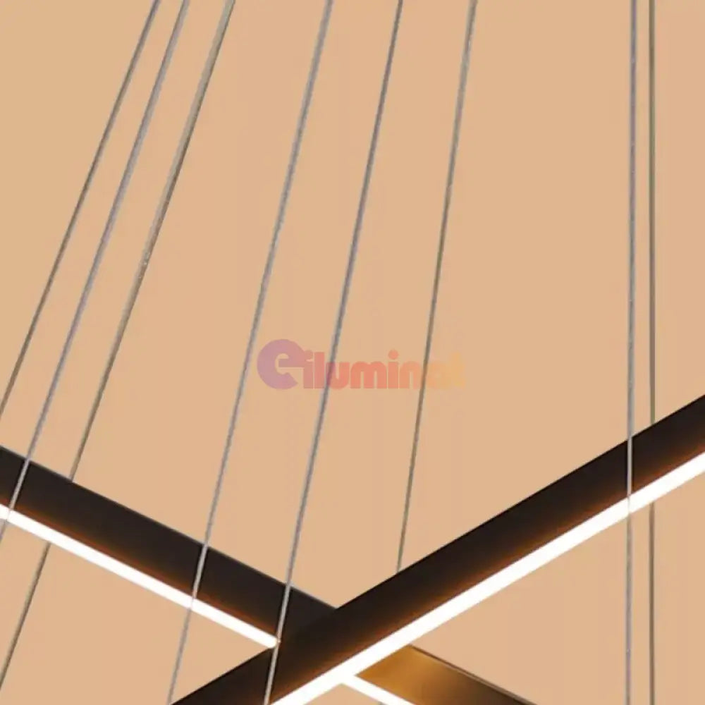 Lustra LED 9 Geometric BLACK Lines Suspendata Echivalent 1200W 300CM NEAGRA / 300CM / SUSPENDATE Lighting Fixtures